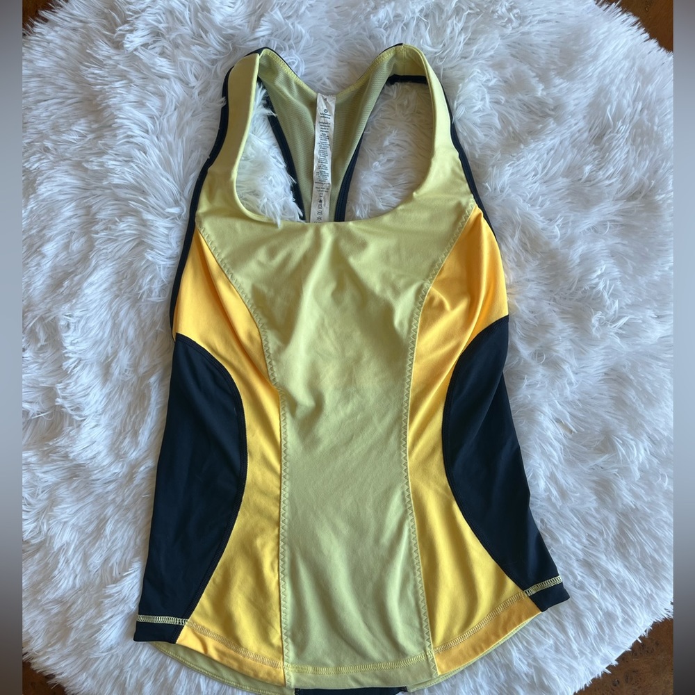 Size 4 Lululemon Yellow and Blue Racerback Tank Top